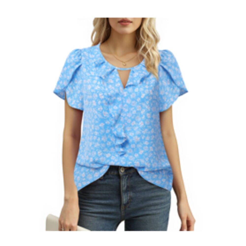 SHORT SLEEVE DRESSY CASUAL TOP, SIZE XL, 4F-165T004